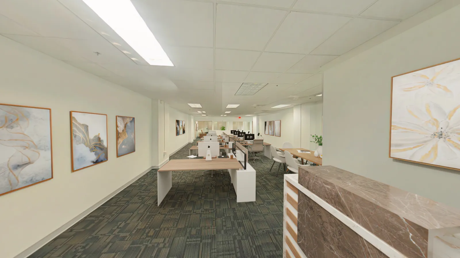 Office entrance, virtually staged